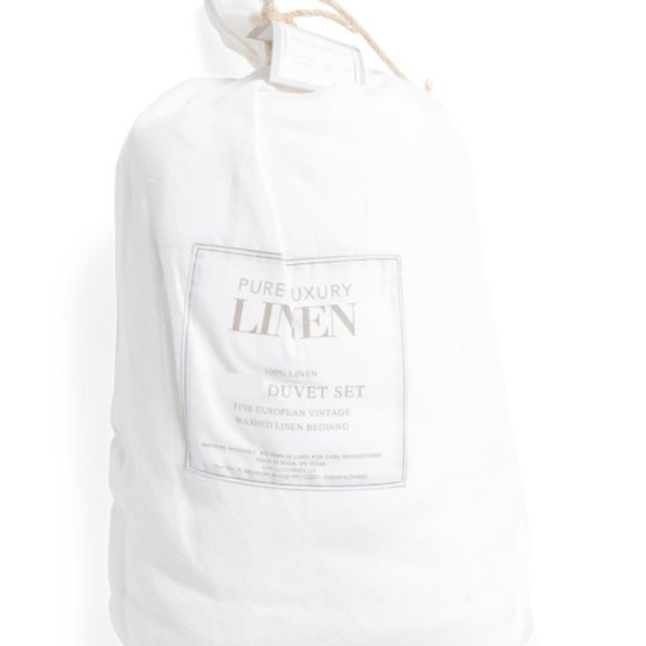 Pure Luxury Linen White Queen Duvet Cover Set - Picture 1 of 3